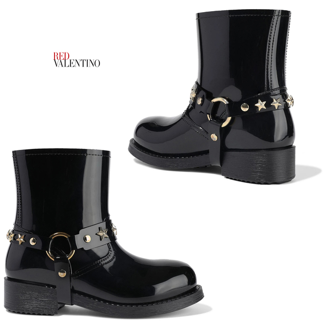 RED VALENTINO(レッドヴァレンティノ)の新品レッドヴァレンティノRED VALENTINO星スタッズレインシューズ#35 レディースの靴/シューズ(レインブーツ/長靴)の商品写真