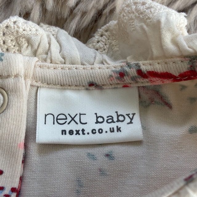 NEXT(ネクスト)のnext baby 花柄ワンピース　チュニック　レースカラー　ストレッチ　楽かわ キッズ/ベビー/マタニティのベビー服(~85cm)(ワンピース)の商品写真