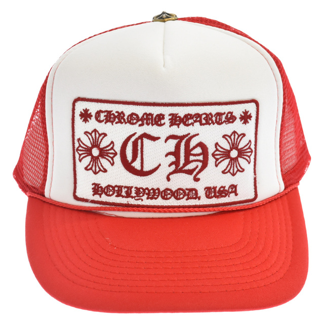 【サイズ】 Chrome Hearts - CHROME HEARTS クロムハーツ TRUCKER CAP/RED トラッカーキャップ CH