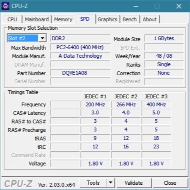 DDR2-800 (PC2-6400) CL5, 1GB×4枚 スマホ/家電/カメラのPC/タブレット(PCパーツ)の商品写真