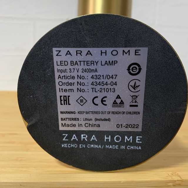 ZARA(ザラ)のZARA HOME リチャージャブルランプ インテリア/住まい/日用品のライト/照明/LED(テーブルスタンド)の商品写真