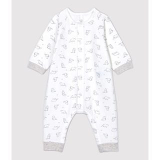 プチバトー(PETIT BATEAU)のチュビックプリント足なしロンパース　カバーオール　新生児　前開き(ロンパース)