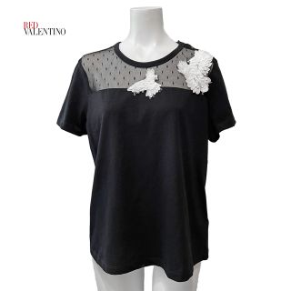 レッドヴァレンティノ(RED VALENTINO)の新品レッドヴァレンティノRED VALENTINOチュールTシャツ黒#M(Tシャツ(半袖/袖なし))