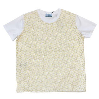 プラダ(PRADA)の新品プラダPRADAクルーネック　レースTシャツ　白×イエロー#XXL(Tシャツ(半袖/袖なし))