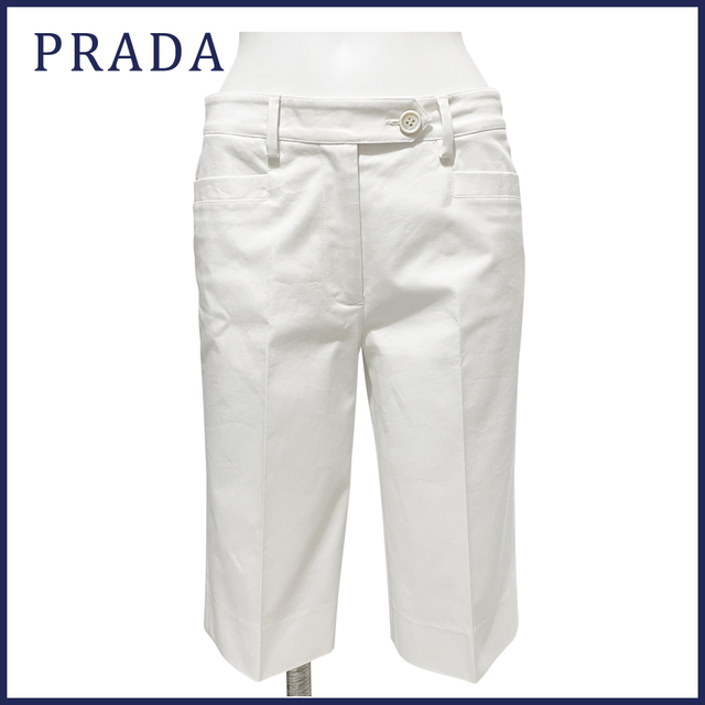 新品プラダ　コットン　ハーフパンツ　白　#38　PRADA