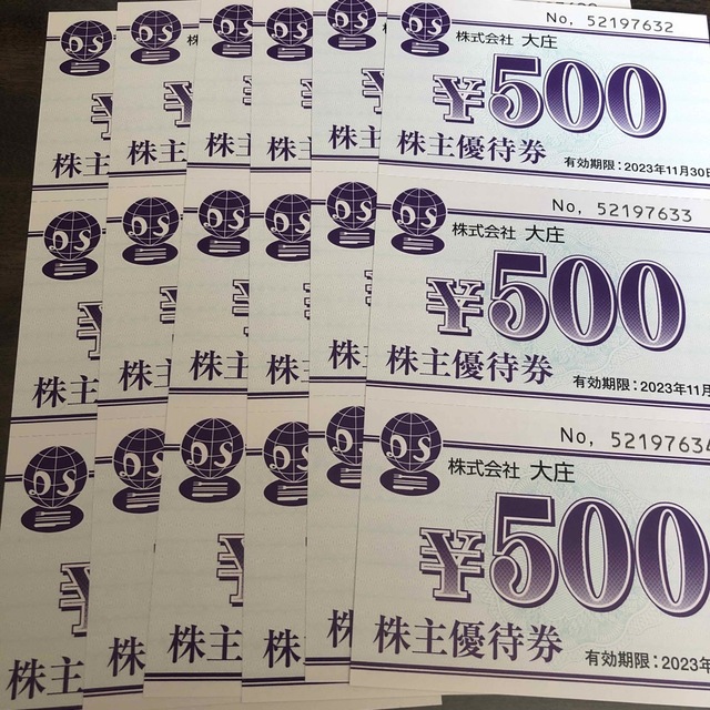 株主優待大庄9000円分