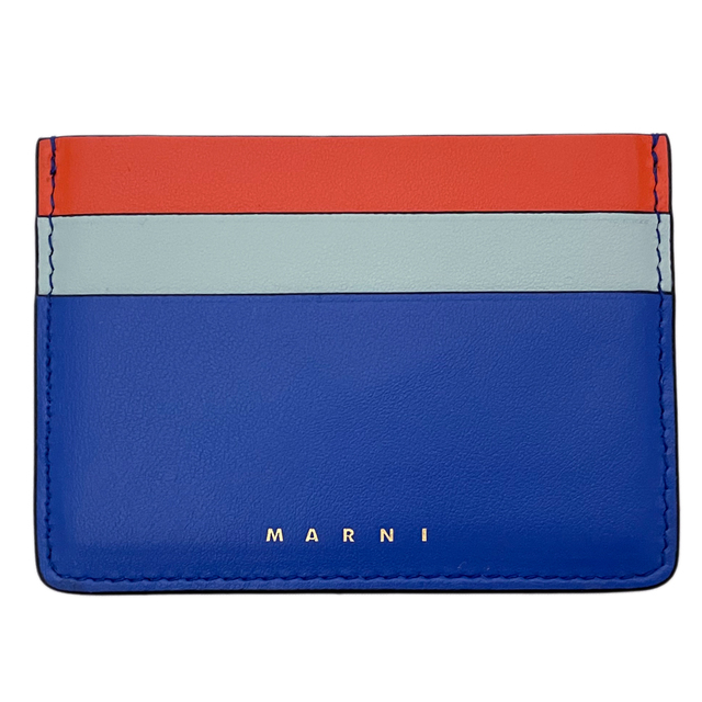 新品マルニ レザー名刺入れ(カードスロット) 青 MARNI | フリマアプリ ラクマ