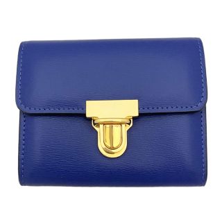 新品マルニ　レザー　コンパクト財布　青　MARNI