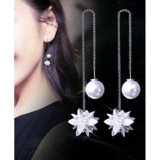 【セット】No.59 アイスフラワーロングピアス＆No.51ピアス　ダブルライン(ピアス)