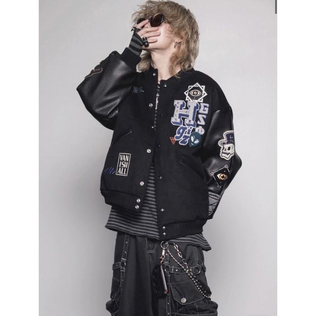 HYSTERIC GLAMOUR(ヒステリックグラマー)の【新品】HYSTERIC GLAMOUR×genzai 限定バーシティジャケット メンズのジャケット/アウター(スカジャン)の商品写真