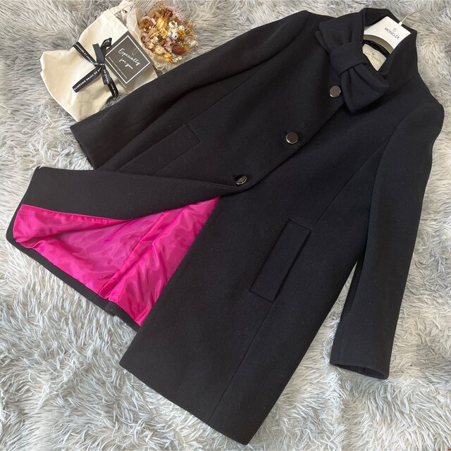 ♡ケイトスペード kate spade リボンコート サイズ8 LL ブラック | me ...