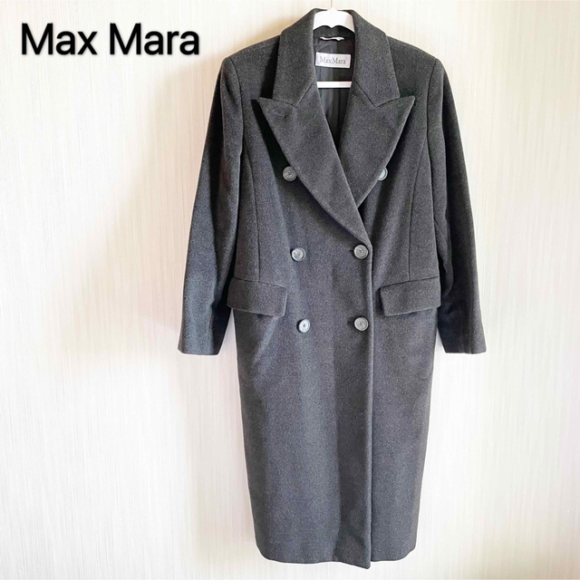 マックスマーラ チェスターコート 白タグ ネイビー カシミア混 Max Mara-