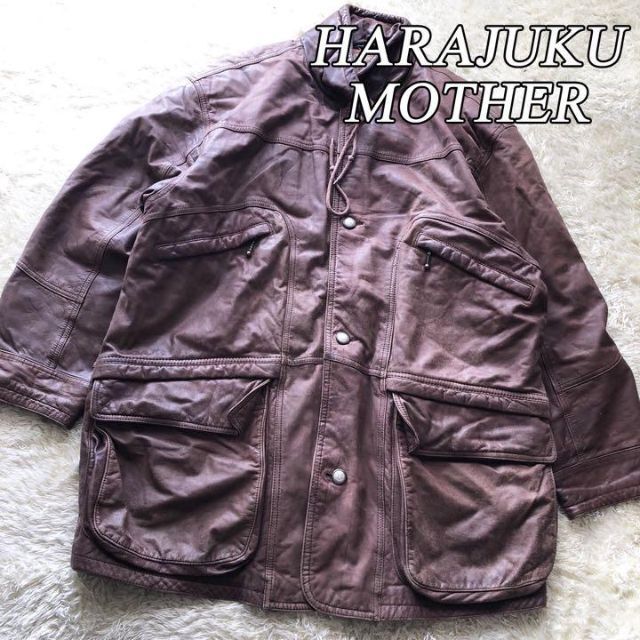 【新作入荷!!】ジャケット/アウターハラジュクマザー 牛革 カウレザー コート 革ジャン レザージャケット