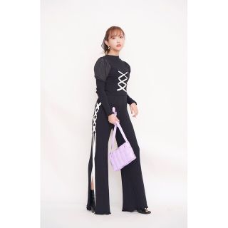 クレイミー(Crayme,)のCrayme Lace up Knit Tops＆Pants 2点セット(カジュアルパンツ)