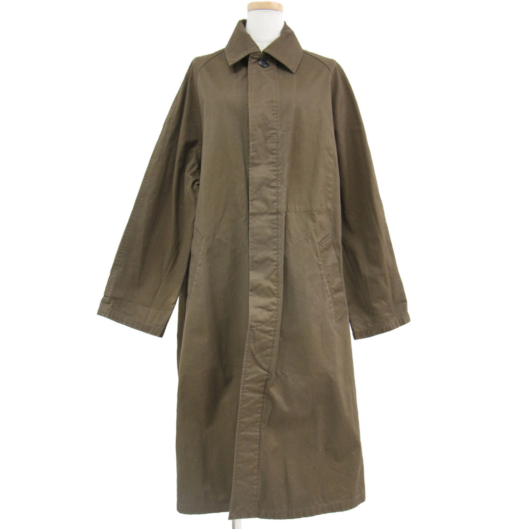 HARROW TOWN STORES ハロータウンストアーズ HTS コート ステンカラーコート ロング アウター 22秋冬 ブラウン 茶 44 コットン BALMACAAN COAT バルカマーンコート カジュアル ブランド シンプル 無地 通勤 通学 【レディース】【美品】【K3586】