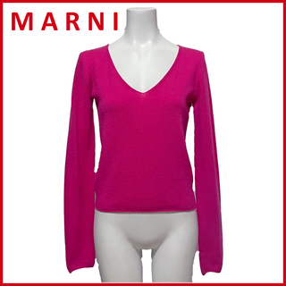 マルニ(Marni)の新品マルニMARNIカシミヤ100％Vネックセーター　ピンク#38(ニット/セーター)