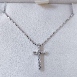 天然ダイヤ パヴェ クロス 十字架 ネックレス 1.10ct k18 WG