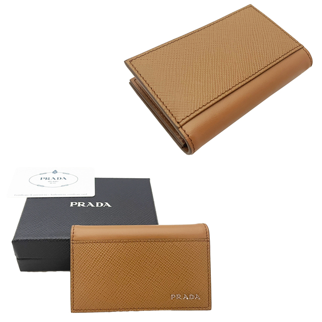 PRADA(プラダ)の新品プラダ　メンズ  カードケース  キャメル  2MC122  PRADA メンズのファッション小物(名刺入れ/定期入れ)の商品写真