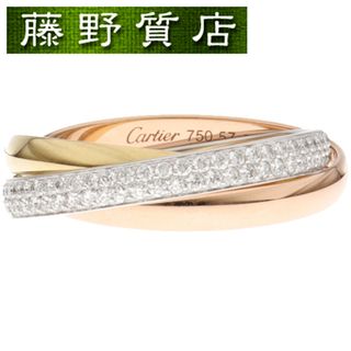 カルティエ(Cartier)の（美品）カルティエ CARTIER トリニティ 3連 リング パヴェダイヤ SM 3カラー ＃57 K18 WG × PG × YG × ダイヤ B40860 8904(リング(指輪))