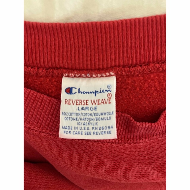 Champion(チャンピオン)のchampion 90sリバースウィーブ 赤　刺繍タグ メンズのトップス(スウェット)の商品写真