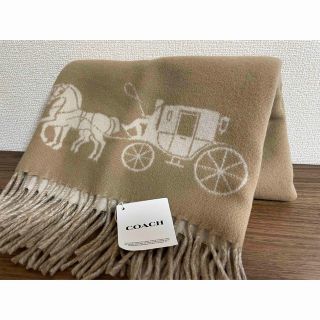 【新品未使用タグ付き】コーチ　COACH　マフラー　100%ウール　キャメル