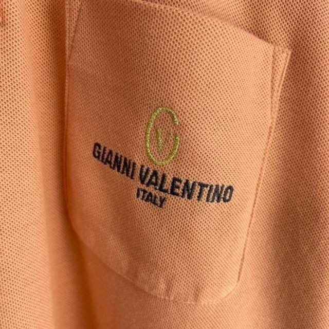 90's GIANNI VALENTINO ロゴ刺繍　ノーカラー　レトロシャツ