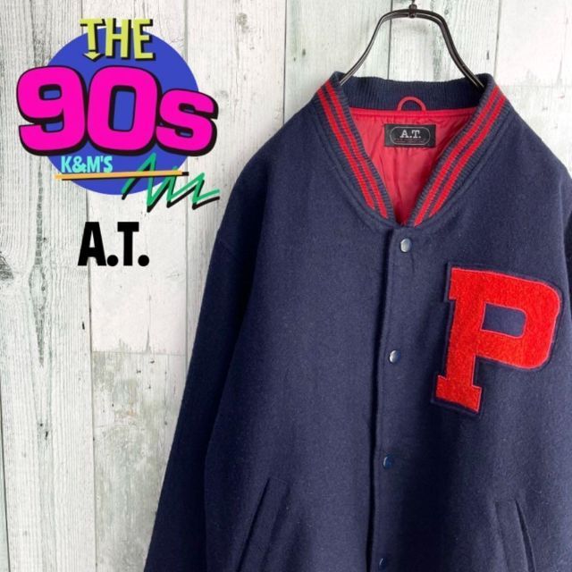 80's  A.T レトロ　Pロゴ　ヴィンテージ スタジャン