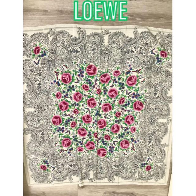 美品】LOEWE ロエベ シルク100% 花柄 大判 スカーフ ストール