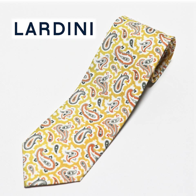 LARDINI(ラルディーニ)の 《ラルディーニ》新品 イタリア製 シルク100% ペイズリー柄 ネクタイ 黄 メンズのファッション小物(ネクタイ)の商品写真