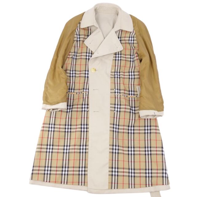 BURBERRY(バーバリー)の美品 Vintage バーバリー Burberrys コート 英国製 トレンチコート 裏チェック コットン アウター メンズ 50(M相当) ライトベージュ メンズのジャケット/アウター(トレンチコート)の商品写真