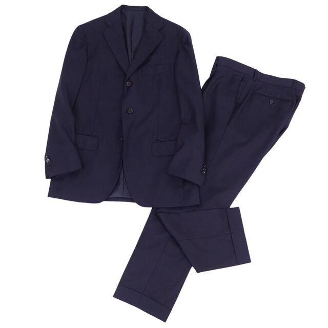 極美品 リングジャケット RING JACKET セットアップ シングル スーツ ウール ジャケット パンツ メンズ 46(S相当) ネイビー