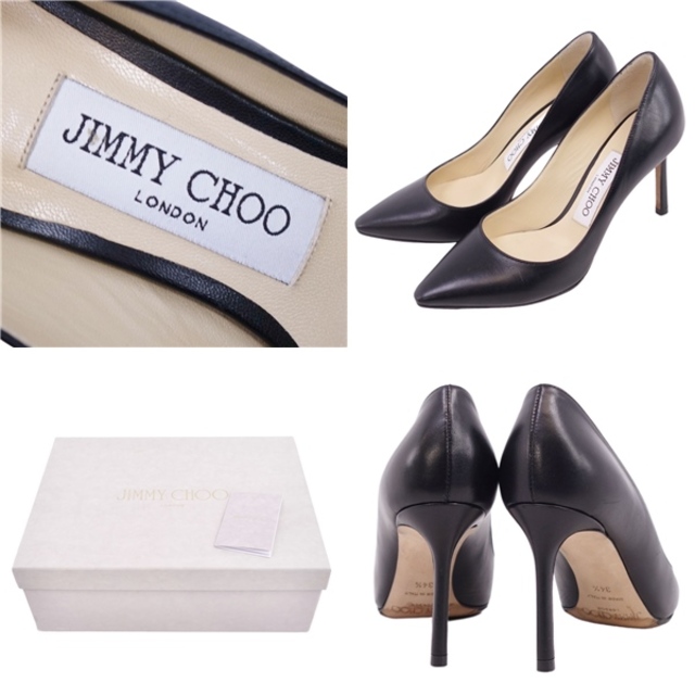 JIMMY CHOO(ジミーチュウ)の美品 ジミーチュウ JIMMY CHOO パンプス ROMY 85 ヒール ポインテッドトゥ カーフレザー シューズ レディース 34.5(21.5cm相当) ブラック レディースの靴/シューズ(ハイヒール/パンプス)の商品写真