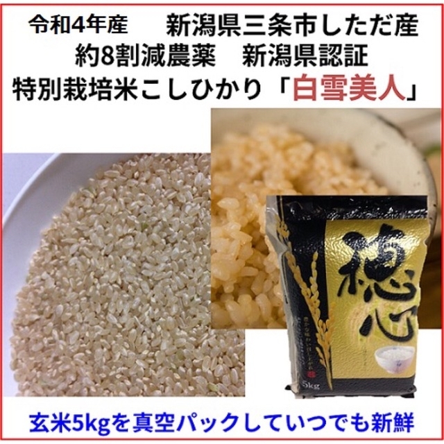 玄米20キロ　減農薬特別栽培米　新潟県産コシヒカリ