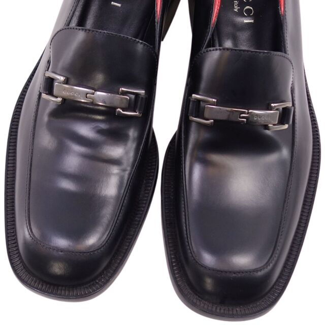 Gucci(グッチ)の極美品 グッチ GUCCI ローファー モカシン ホースビット カーフレザー シューズ レディース 37.5C(24.5cm相当) ブラック/レッド レディースの靴/シューズ(ローファー/革靴)の商品写真