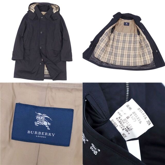 BURBERRY(バーバリー)のバーバリー ロンドン BURBERRY LONDON コート 2way 中綿入り ダウンライナー付き ジップアップ メンズ 裏チェック アウター M ブラック メンズのジャケット/アウター(その他)の商品写真