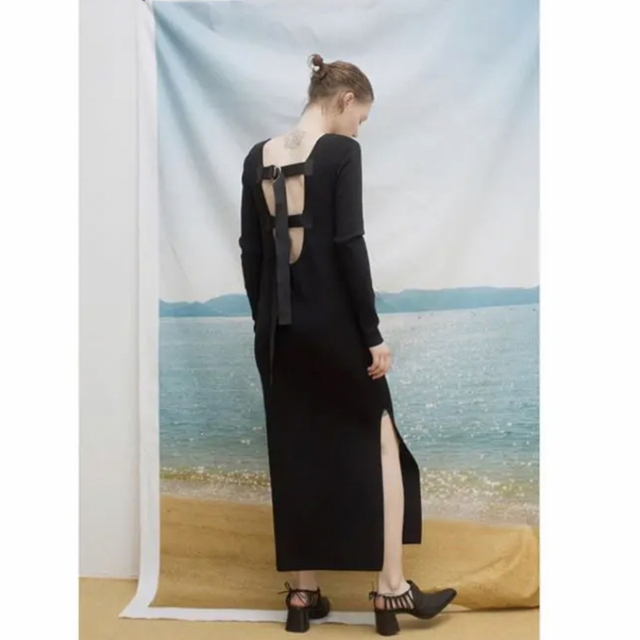 美品】leinwande ベルトニットロングドレス black ファッションの通販