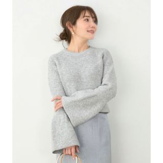 チェスティ(Chesty)の新品タグ付き♡Liala×PG 袖フレア 片畦 ショート丈ニット グレー S(ニット/セーター)