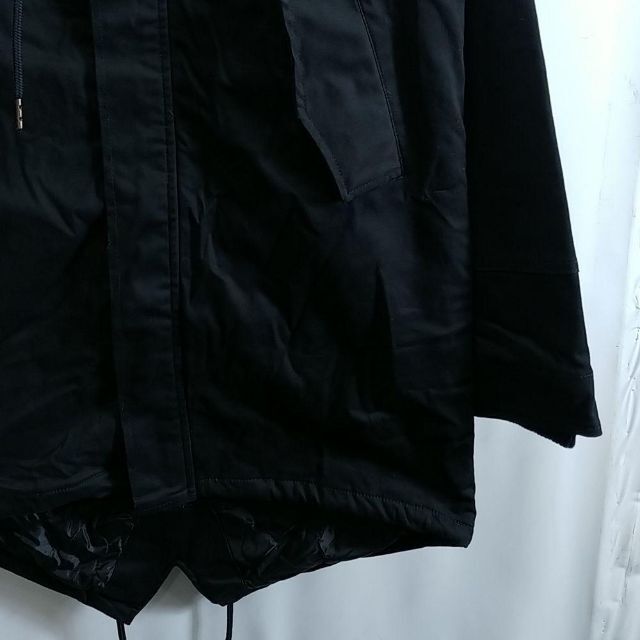新品 【SALE】 L ボリュームネック ジャケット モッズコート 黒 12B メンズのジャケット/アウター(モッズコート)の商品写真