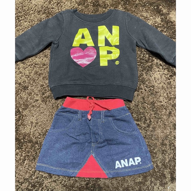 ANAP Kids(アナップキッズ)のANAPKIDSトレーナーとスカートのセット キッズ/ベビー/マタニティのキッズ服女の子用(90cm~)(スカート)の商品写真