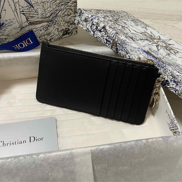 ビッグ割引 LADY DIOR スモール ジップ カードホルダー 黒 -財布