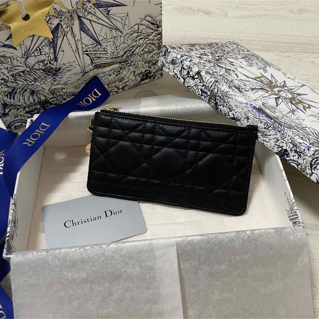 逸品】 Christian Dior - LADY DIOR スモール ジップ カードホルダー
