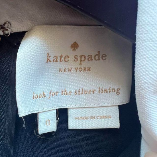 【美品】kate spade 膝丈ワンピース ブラック 白襟 スパンコール 0