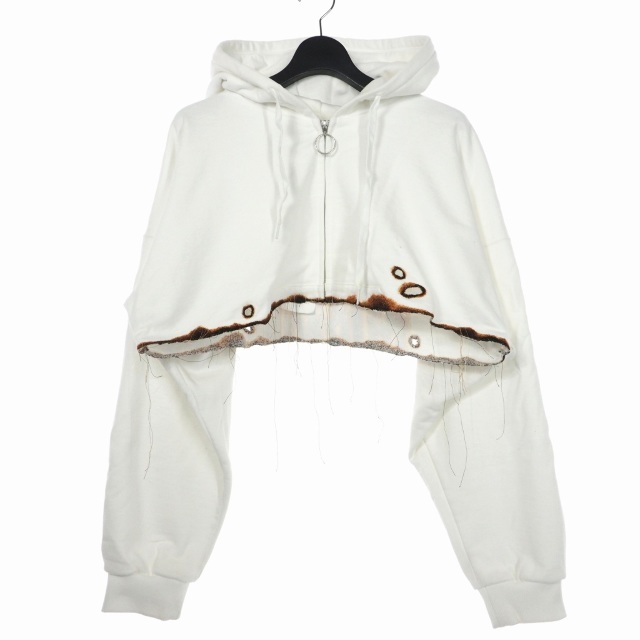 doublet - ダブレット doublet 22AWバーニング ジップ パーカー S 白
