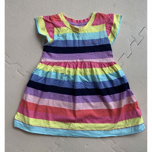 GAP(ギャップ)のgapワンピース 90 カラフルボーダー  キッズ/ベビー/マタニティのキッズ服女の子用(90cm~)(ワンピース)の商品写真