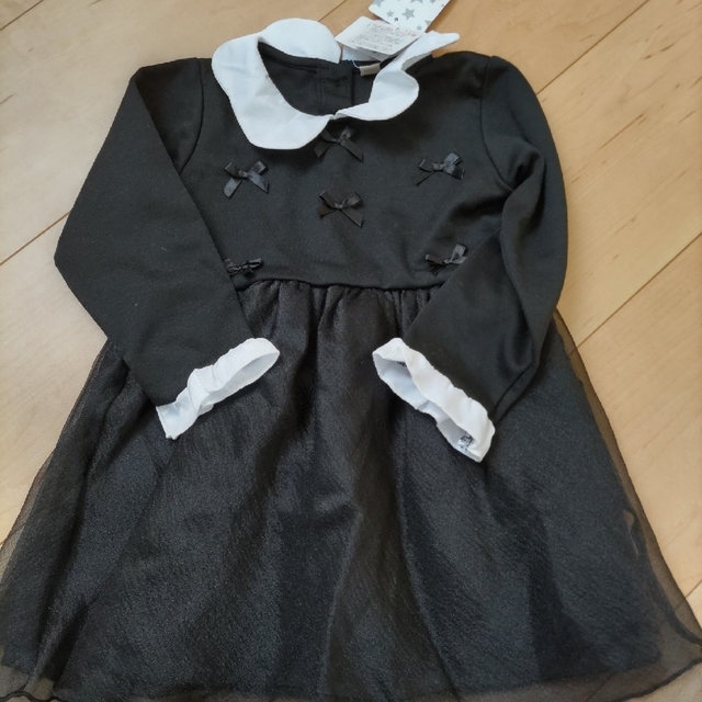 ワンピース　キッズ　黒　90 キッズ/ベビー/マタニティのキッズ服女の子用(90cm~)(ワンピース)の商品写真