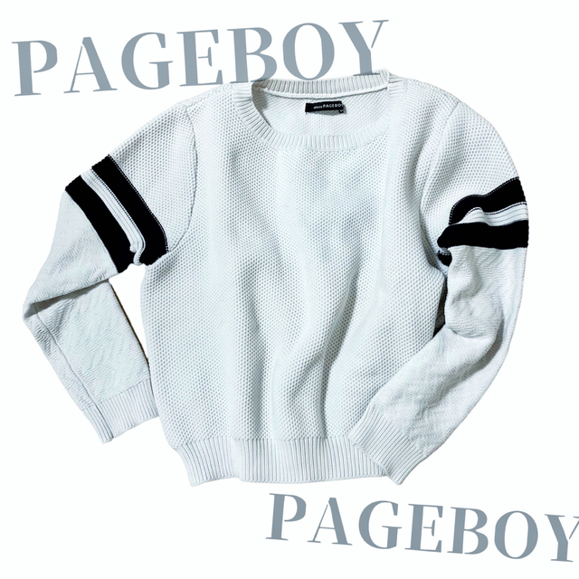 PAGEBOY(ページボーイ)のPAGEBOY ページボーイ ニット セーター ライン 韓国 春服 秋服 冬服 レディースのトップス(ニット/セーター)の商品写真