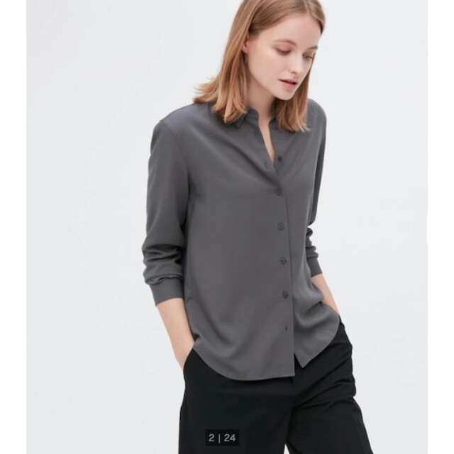 UNIQLO(ユニクロ)の(美品)ユニクロ レーヨンブラウス（長袖） レディースのトップス(シャツ/ブラウス(長袖/七分))の商品写真