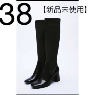 ザラ(ZARA)のZARA ミッドヒール布地ブーツ　38(ブーツ)