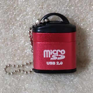 ♪micro SD USB2.0 カードリーダー 変換アダプター レッド(PC周辺機器)