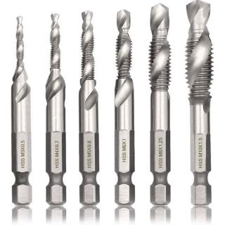 ドリルタップ 6本セット ドリルビット 穴あけ HSS高速度鋼 六角軸 銀(工具/メンテナンス)